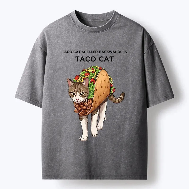 Kyoto-Lion Cat In A Taco Shell Washed T-Shirt