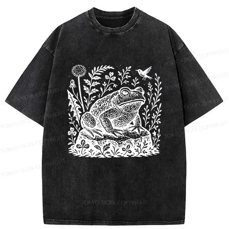 Kyoto-Lion Frog In The Grass Washed T-Shirt