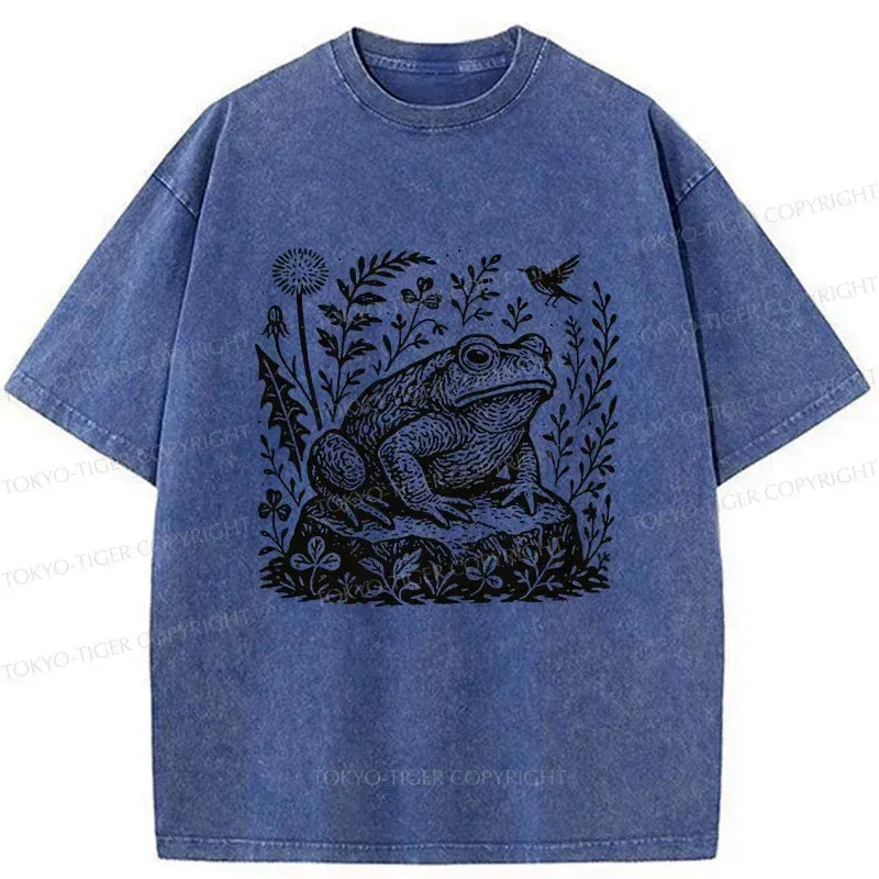 Kyoto-Lion Frog In The Grass Washed T-Shirt