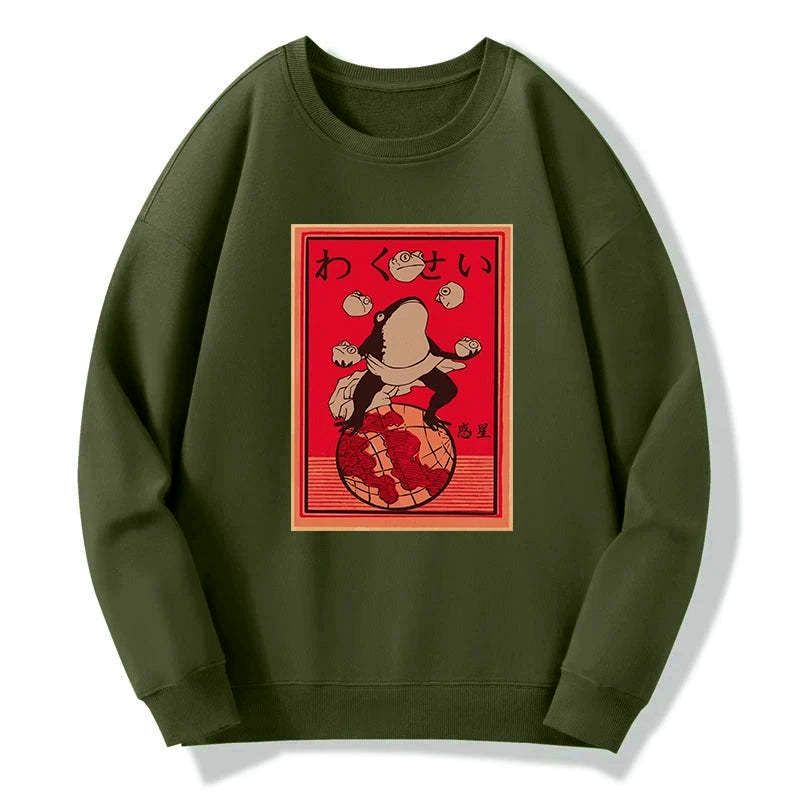 funny japanese frog sweatshirt for men