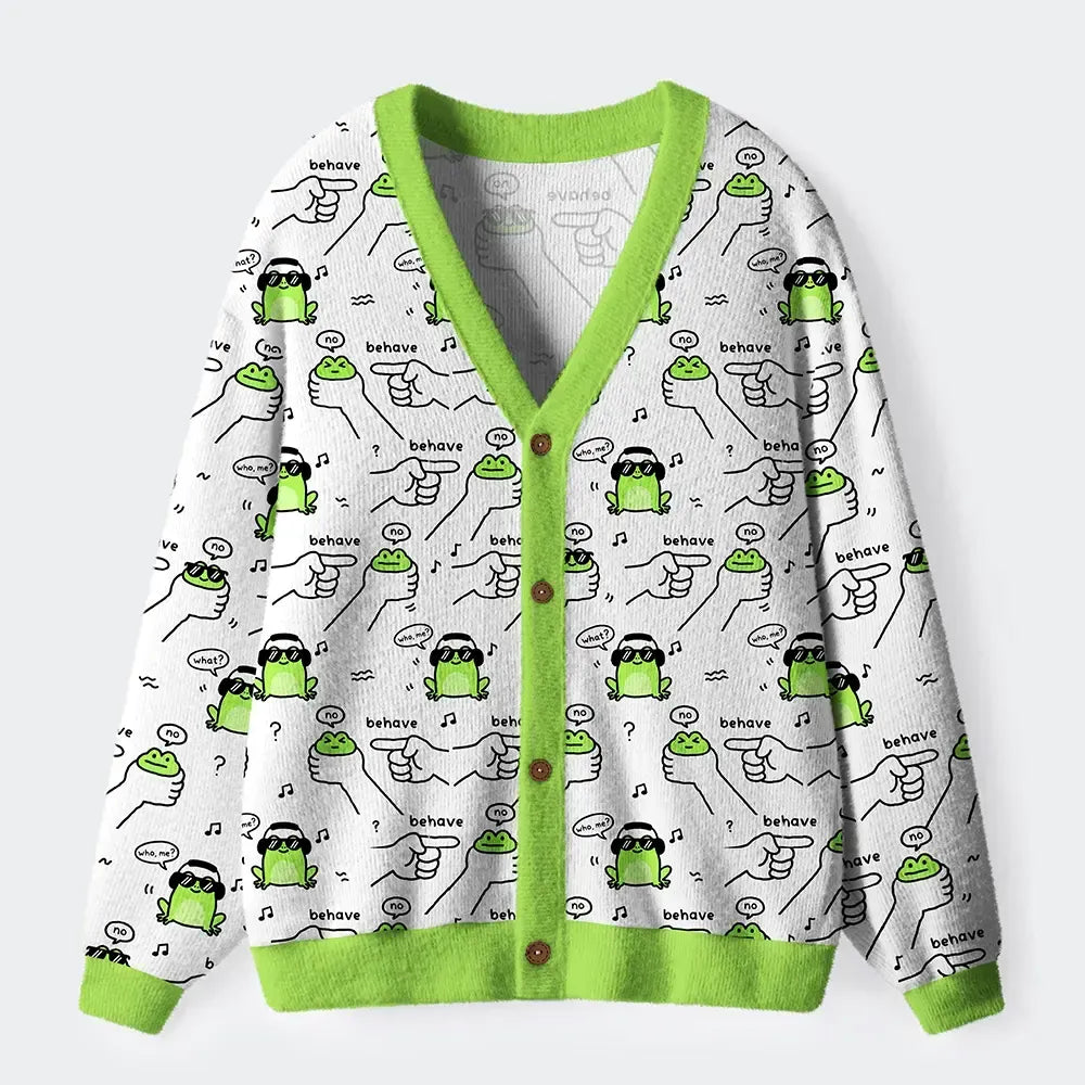 Kyoto-Lion Dishonest Frog Ugly Cardigan Sweater