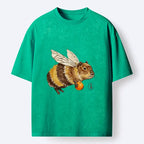 Kyoto-Lion Funny Capybara Bee Meme Art Washed T-Shirt
