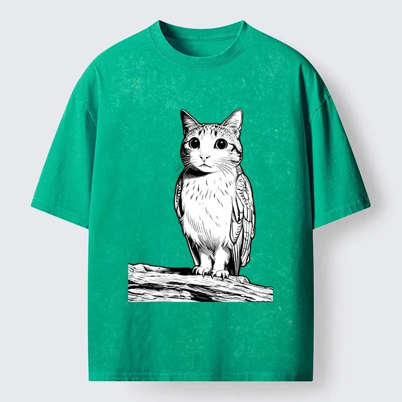 Funny Cat Owl T-Shirt for Daily Wear