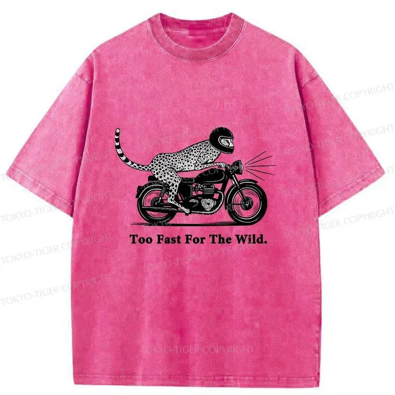 Kyoto-Lion Cheetah Riding A Motorcycle Washed T-Shirt