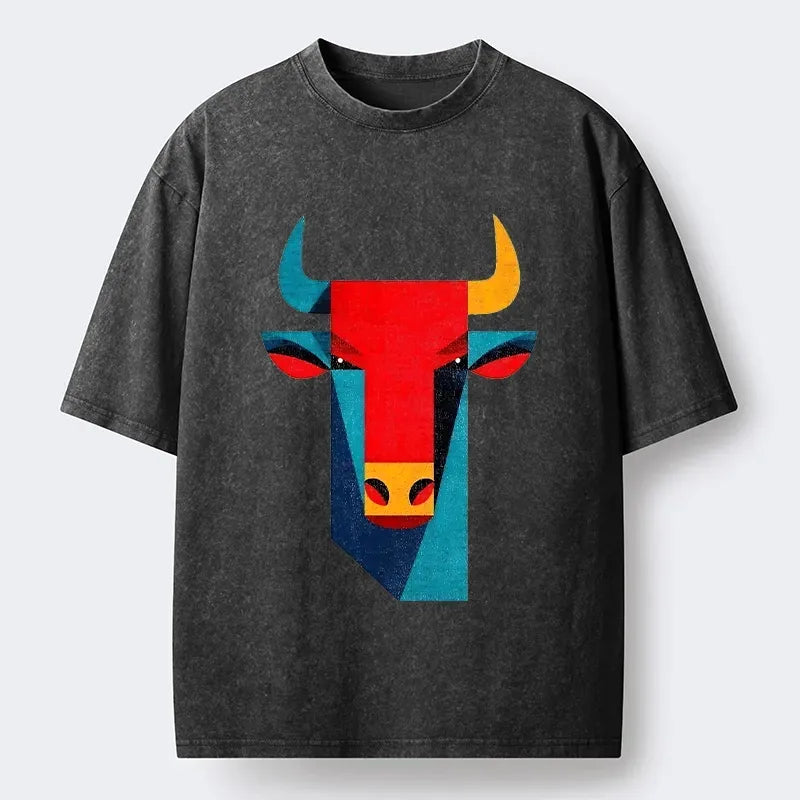 Japanese geometric bull head art tee
