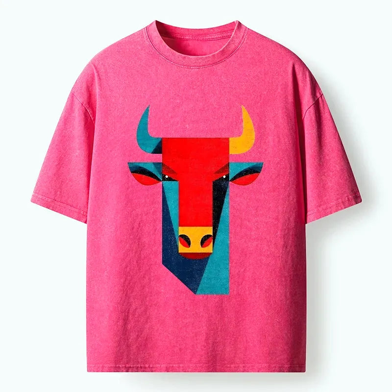 Japanese geometric bull head art tee