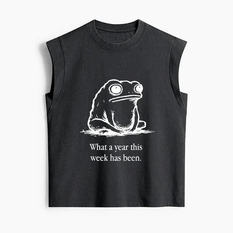 Kyoto-Lion This Week Feels Like A Whole Year Women's Washed Tank Tops