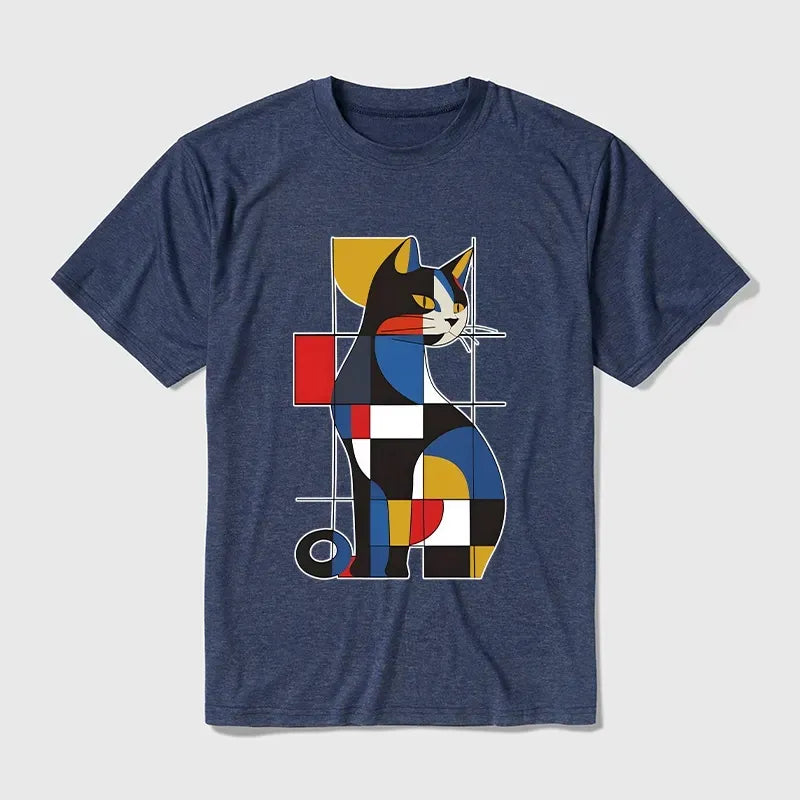 Kyoto-Lion Mondrian Cat Cotton Blend T-Shirt