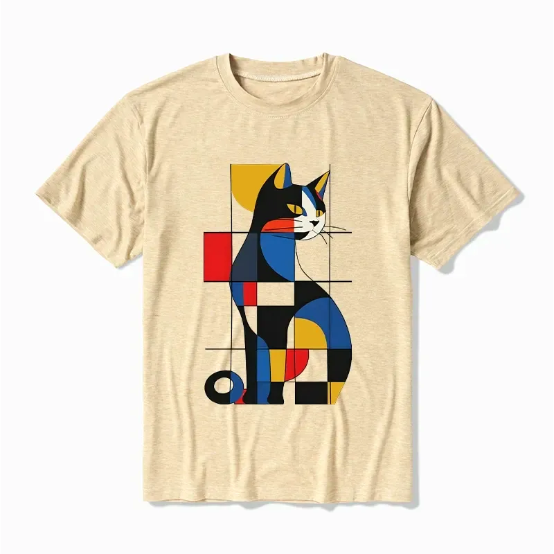 Kyoto-Lion Mondrian Cat Cotton Blend T-Shirt