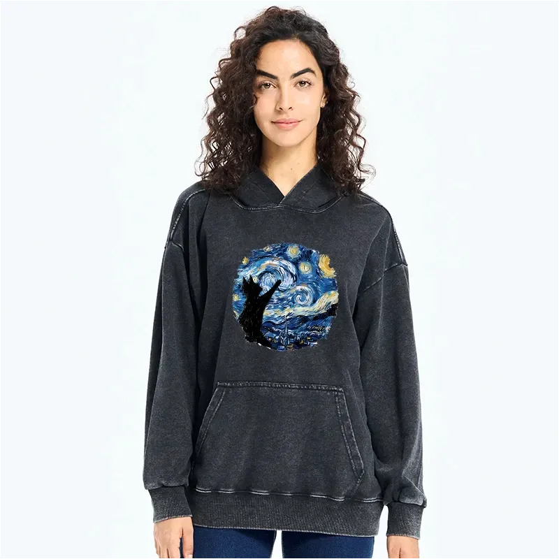Japanese Ukiyo-e Black Cat Hoodie