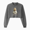 Kyoto-Lion Zen Capybara£ºRelax, it's all chaos Washed Crop Sweatshirt