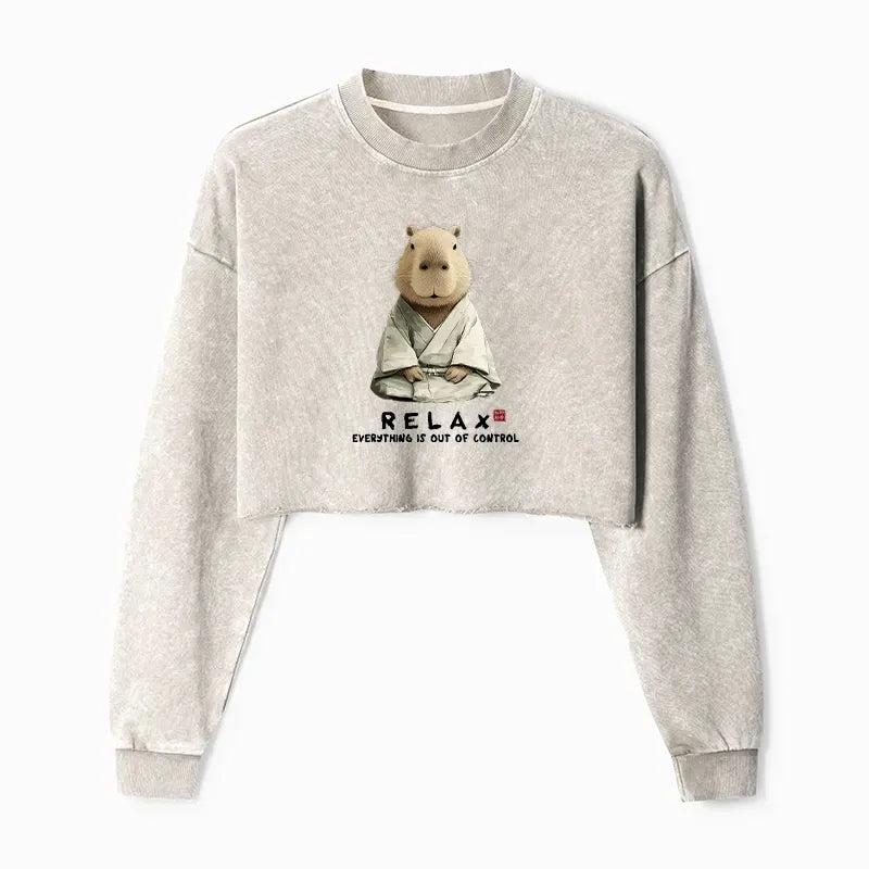washed crop sweatshirt for summer vacation