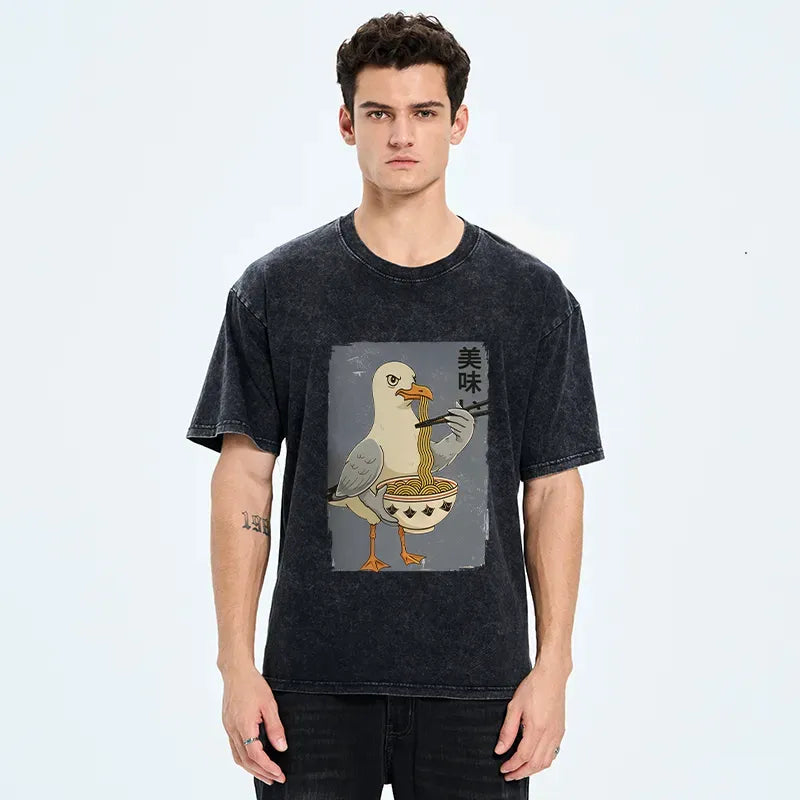 kyoto lion pigeons eating ramen t-shirt