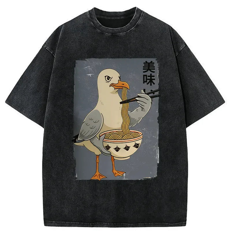 kyoto lion pigeons eating ramen t-shirt