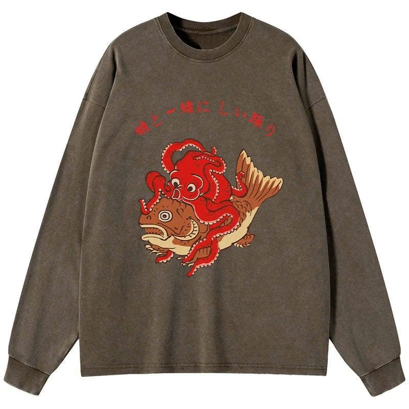 japanese octopus koi long sleeve t-shirt