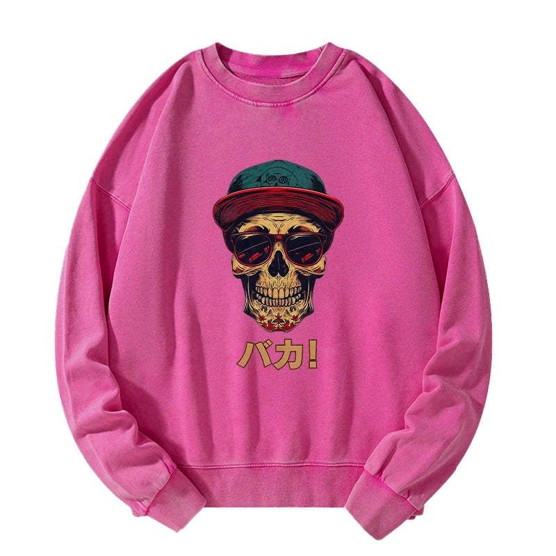 Kyoto-Lion Fashion Skull Japanese Washed Sweatshirt