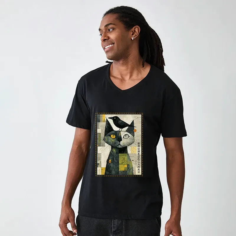Japanese Cat and Crow Unisex Shirt