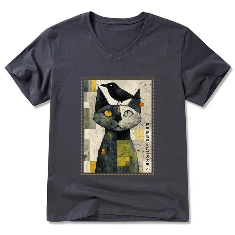 Kyoto-Lion The Cat And The Crow Are Planning To Rule The World V-Neck Classic T-Shirt