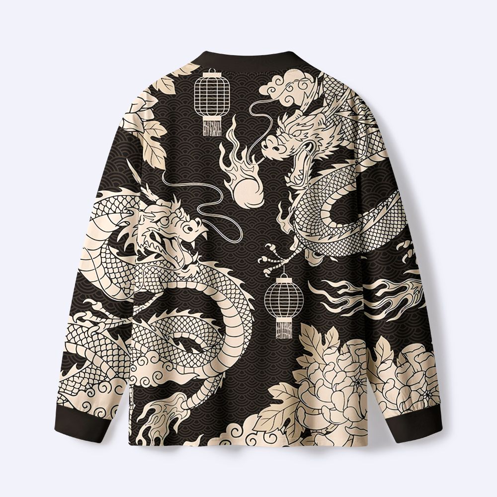 Kyoto-Lion Two Dragons Playing With A Pearl Eco-Friendly Long Sleeve T-Shirt