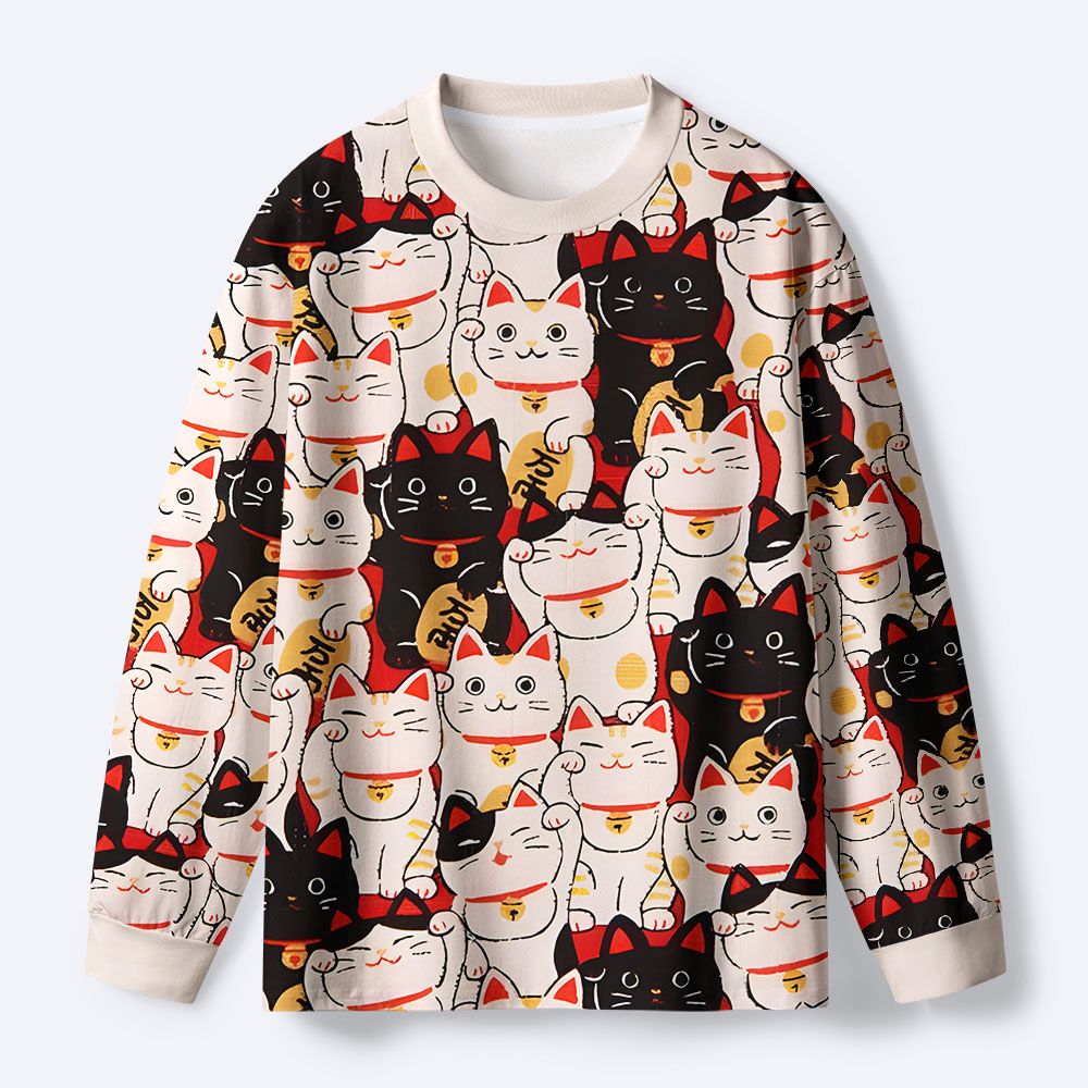 Kyoto-Lion Lucky Cat Eco-Friendly Long Sleeve T-Shirt