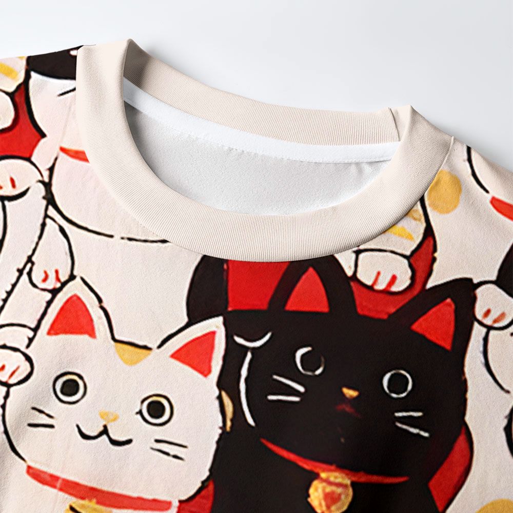 Kyoto-Lion Lucky Cat Eco-Friendly Long Sleeve T-Shirt