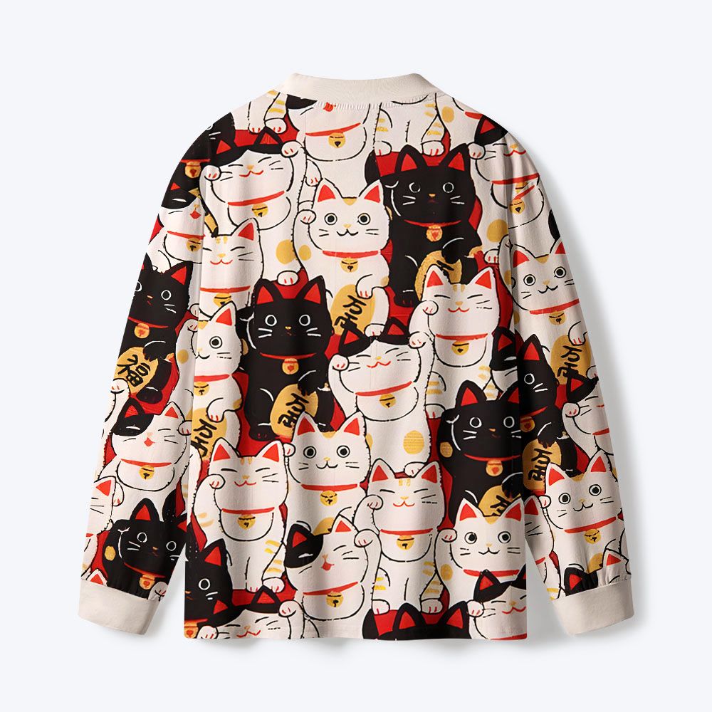 Kyoto-Lion Lucky Cat Eco-Friendly Long Sleeve T-Shirt