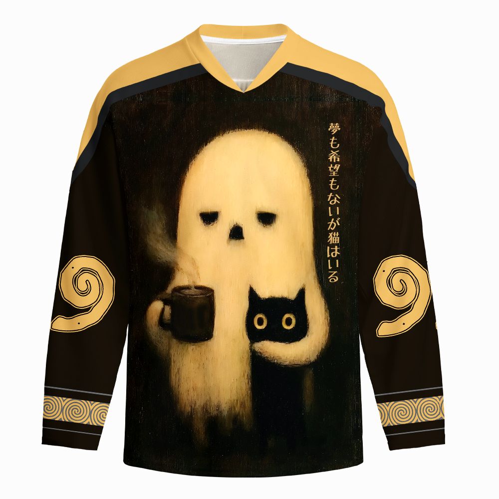 Kyoto-Lion No Hope But A Cat Long-Sleeve Hockey Jersey