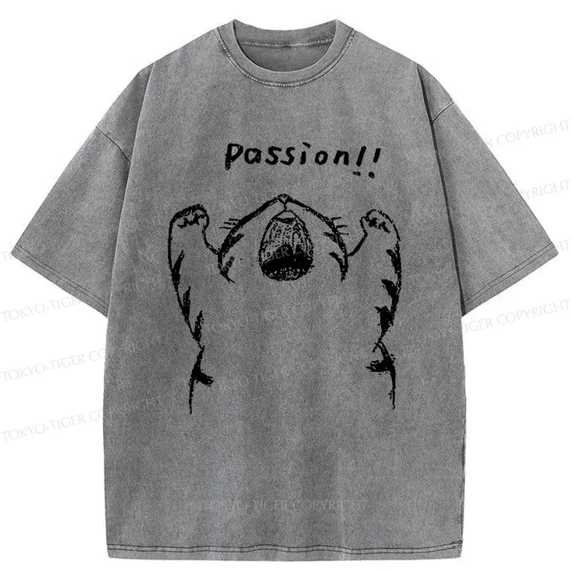 Kyoto-Lion Passion Funny Cat Washed T-Shirt
