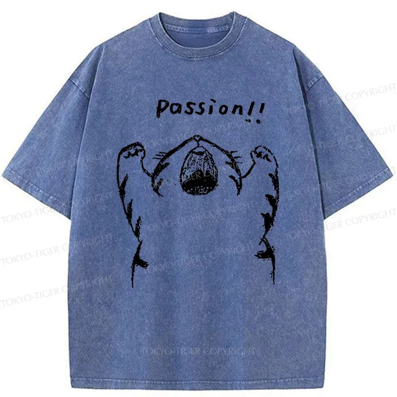 Kyoto-Lion Passion Funny Cat Washed T-Shirt