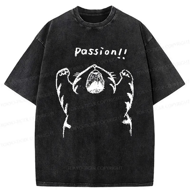 funny japanese cat washed t shirt