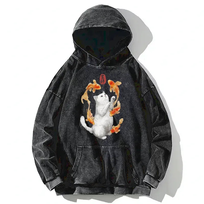 Japanese Zen Cat Hoodie with Free Shipping