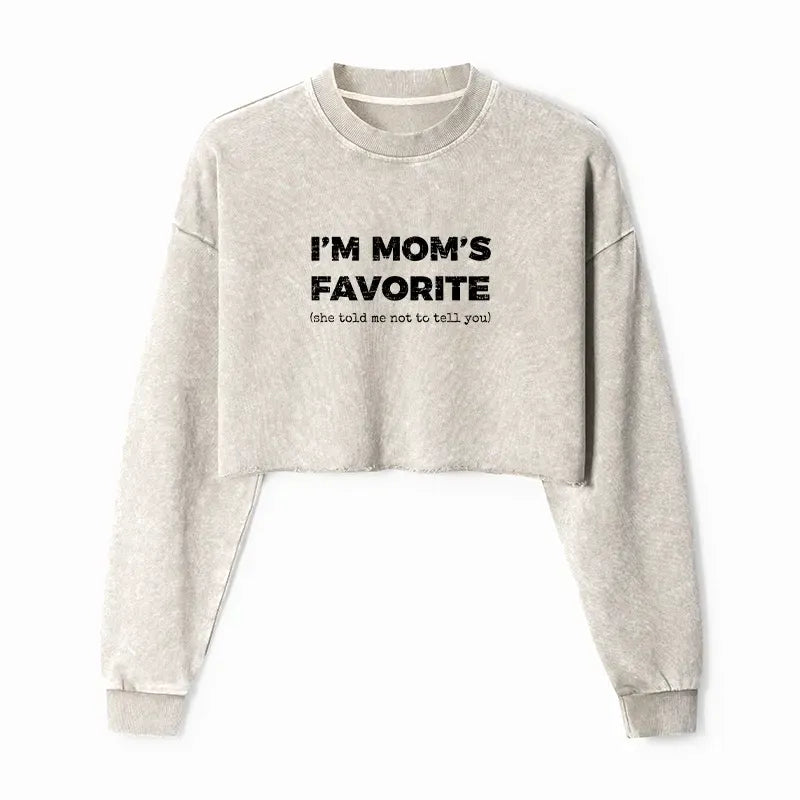 Kyoto-Lion Mother's Day Jokes Washed Crop Sweatshirt