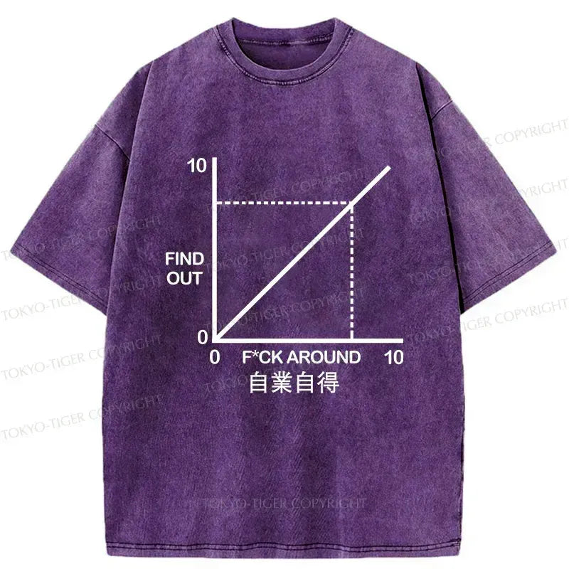 Kyoto-Lion Funny Coordinate System Washed T-Shirt