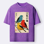 Kyoto-Lion Three Birds, One Branch Washed T-Shirt