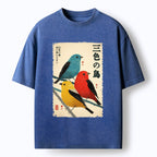 Kyoto-Lion Three Birds, One Branch Washed T-Shirt