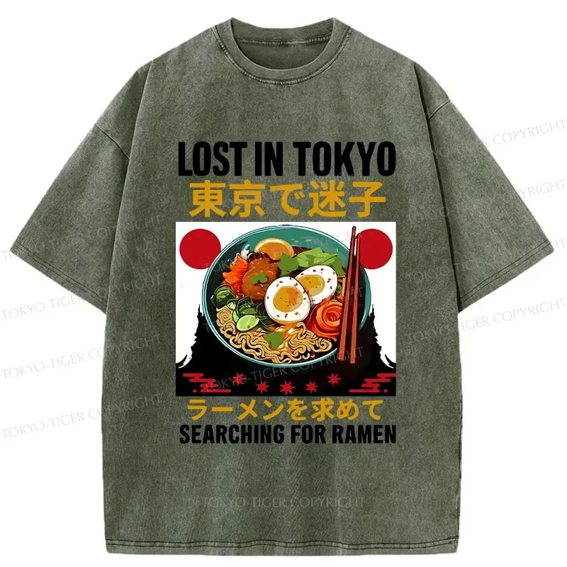 Kyoto-Lion Searching For Ramen Washed T-Shirt