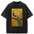 Kyoto-Lion The Peacock's Silent Elegance Washed T-Shirt
