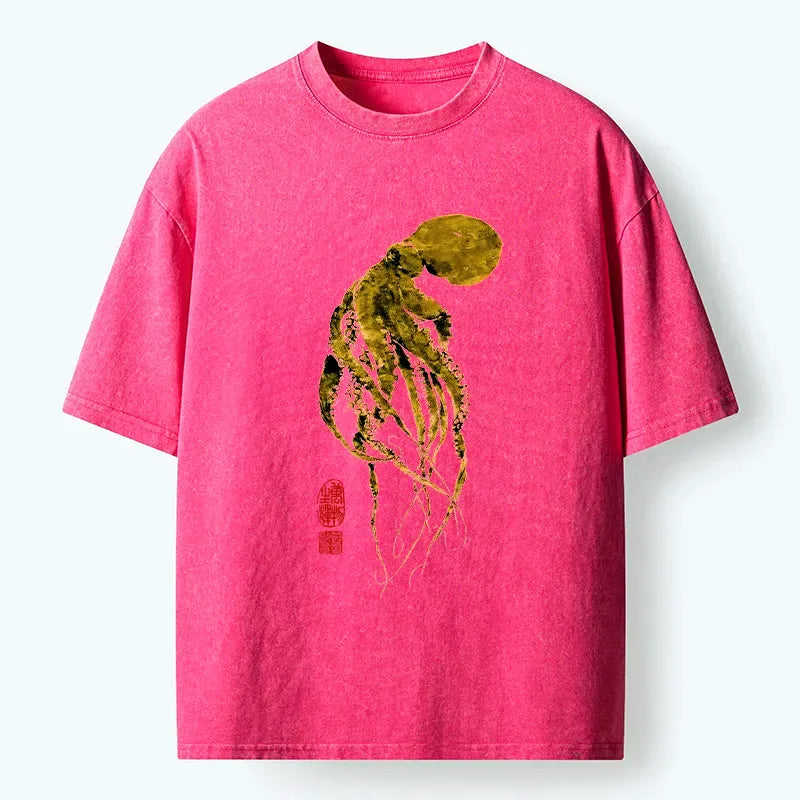 Washed Octopus T-Shirt for Streetwear