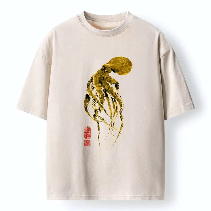 Washed Octopus T-Shirt for Streetwear