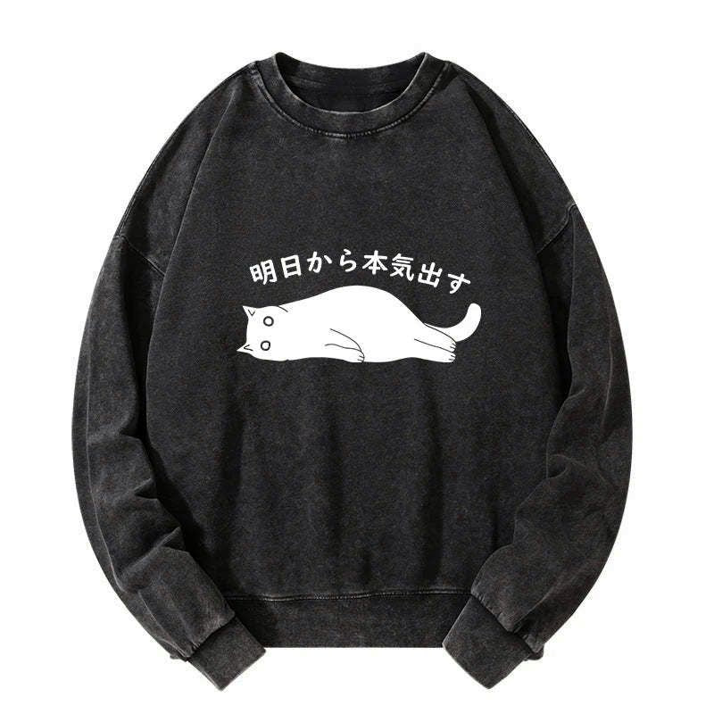 Kyoto-Lion I'm Going To Get Serious Tomorrow Washed Sweatshirt