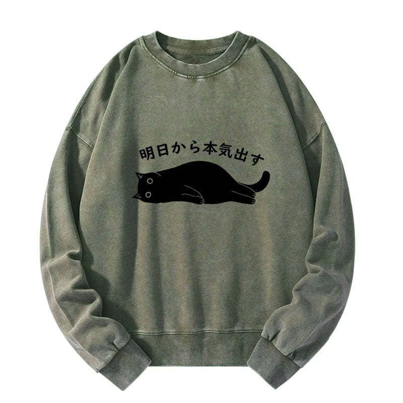 Kyoto-Lion I'm Going To Get Serious Tomorrow Washed Sweatshirt