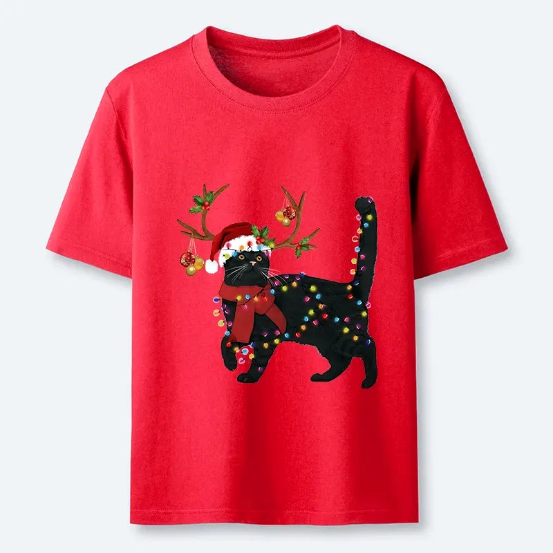 Japanese Black Cat T-Shirt for Christmas