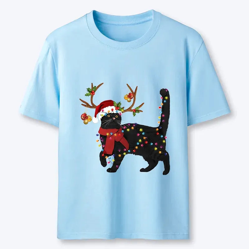 Japanese Black Cat T-Shirt for Christmas