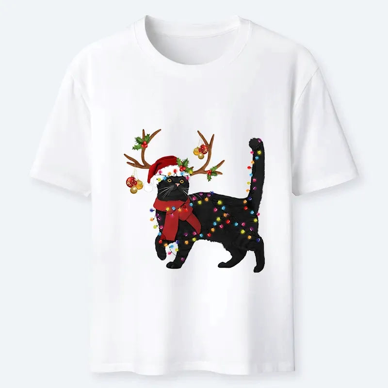Japanese Black Cat T-Shirt for Christmas
