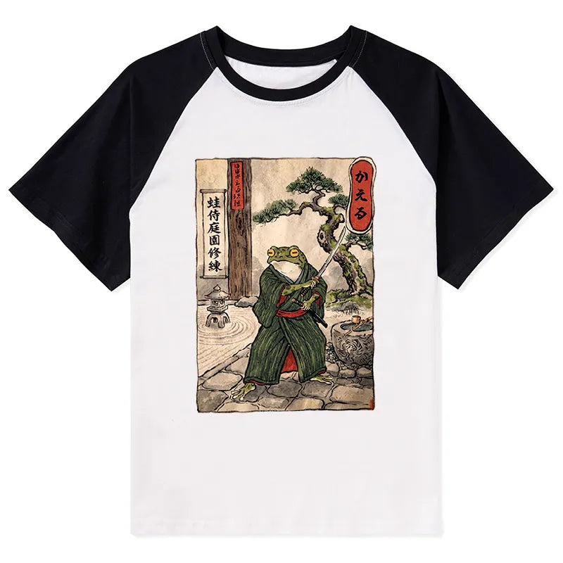 Kyoto-Lion Samurai Frog Training Raglan T-shirt