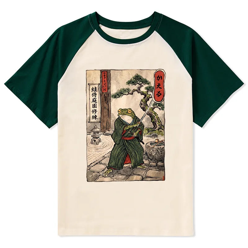 Kyoto-Lion Samurai Frog Training Raglan T-shirt