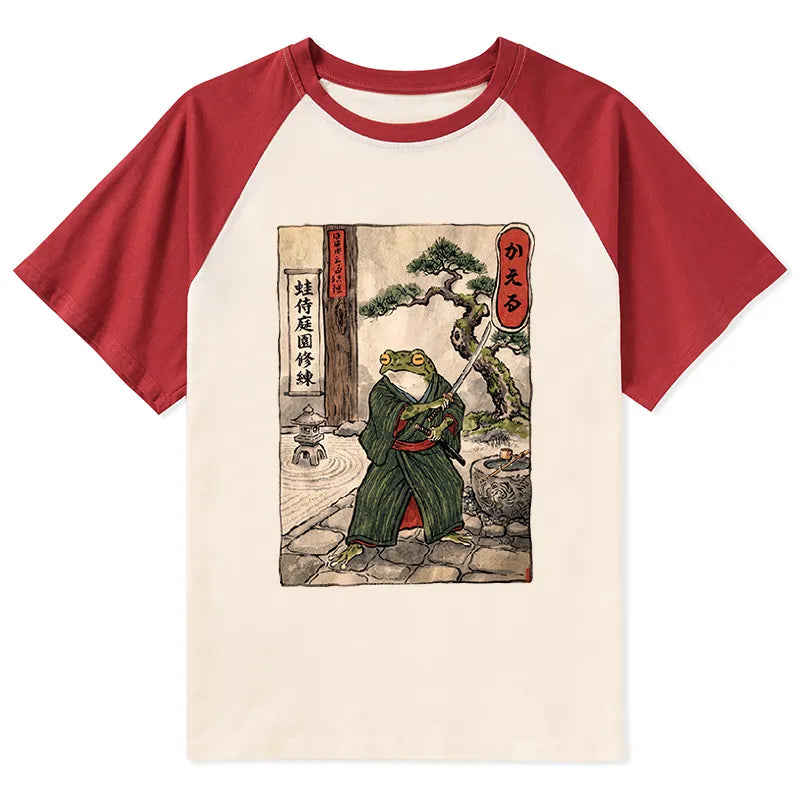 Kyoto-Lion Samurai Frog Training Raglan T-shirt