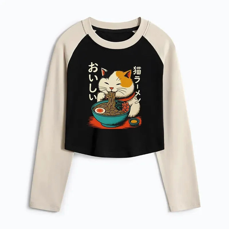 Cute Japanese Ramen Crop T-Shirt