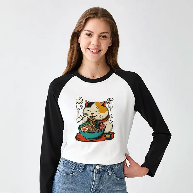 Women's Raglan T-Shirt with Japanese Art