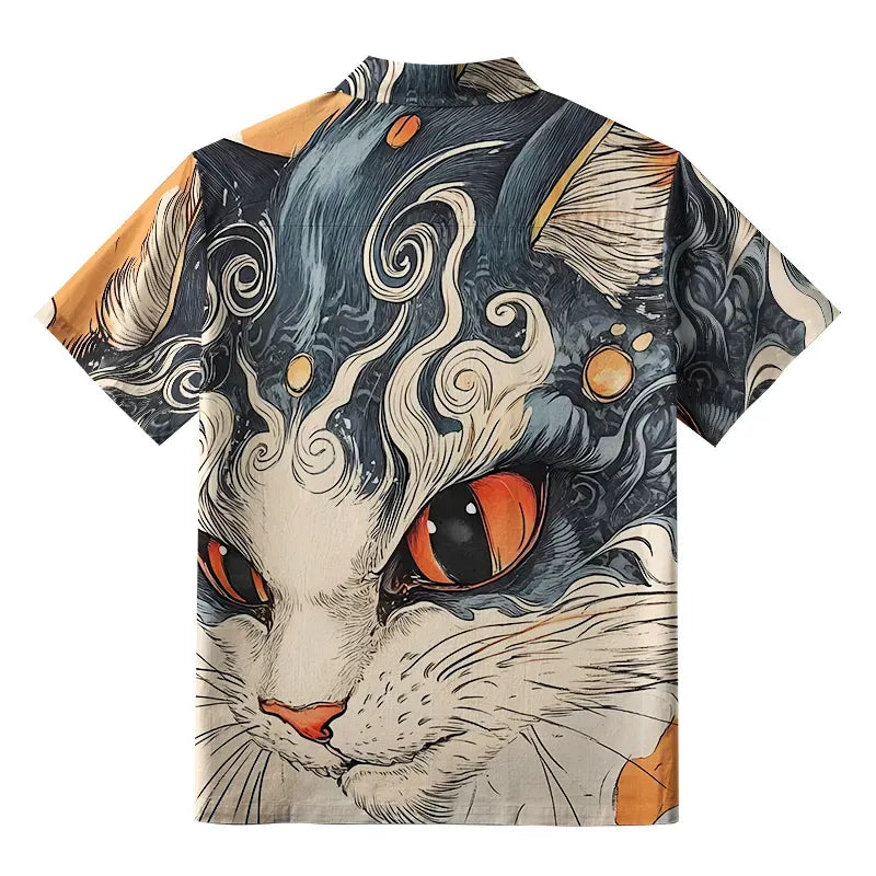 Kyoto-Lion Mysterious Cat's Gaze Button-up Shirt